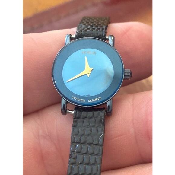 Women's Petite 18mm Citizen Noblia Watch, All Black with Gold Tone Accents,2200- - Picture 1 of 4